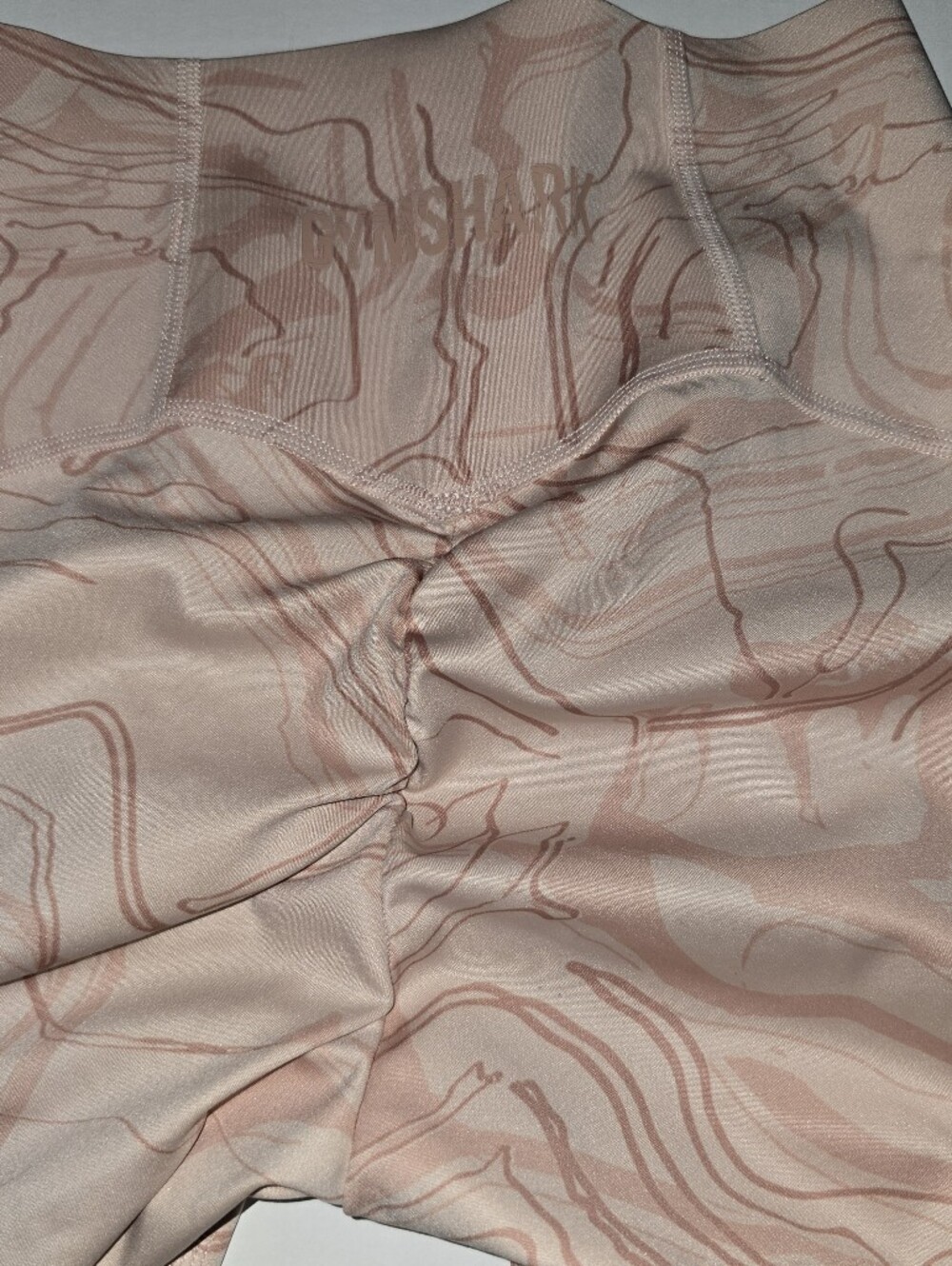 Gymshark Marble-Print High-Waist Shaping Leggings - Nude Pink Small